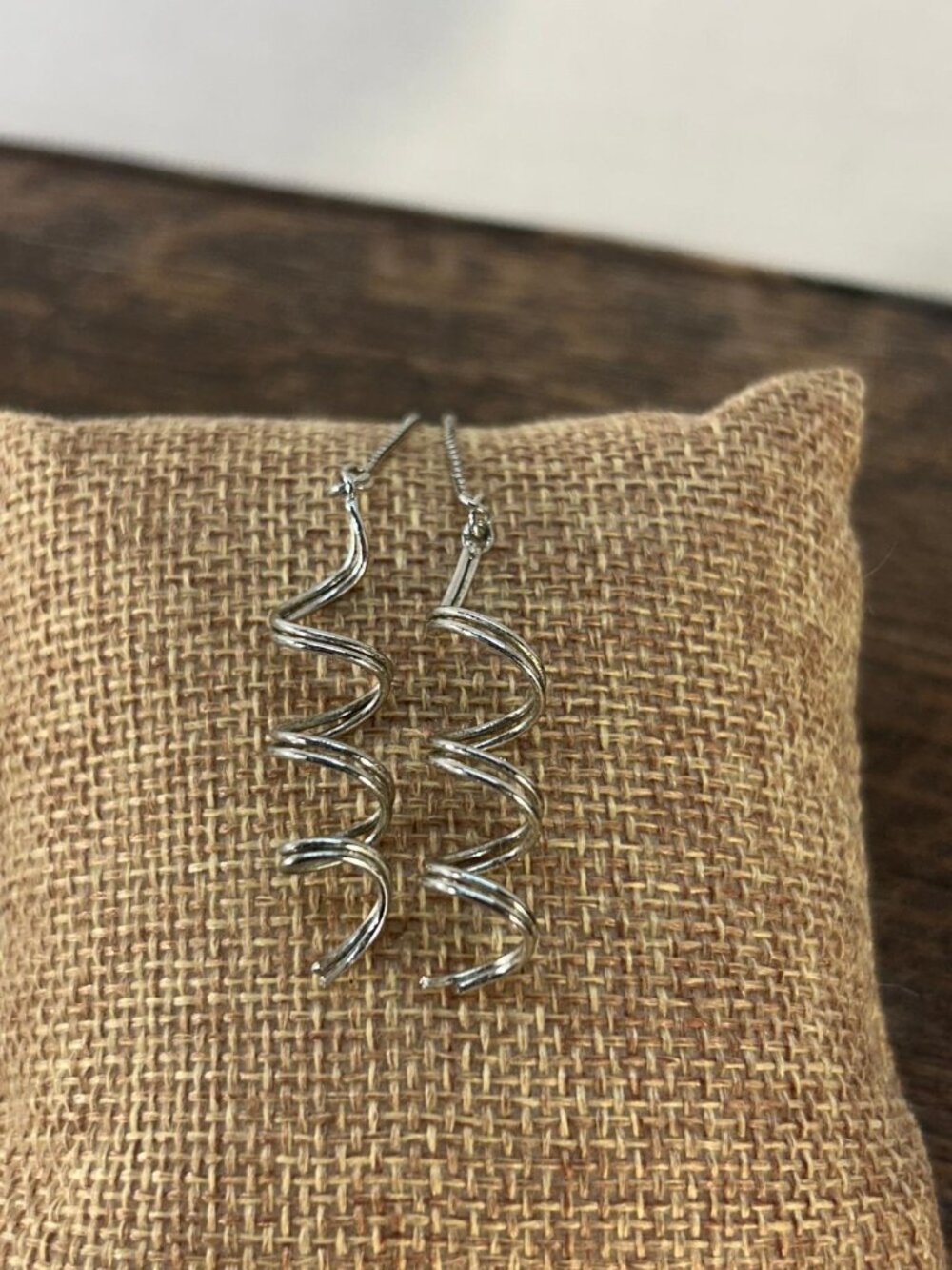 ✨ Silver Long Spiral Helix Drop Dangle Box Chain Earrings ✨